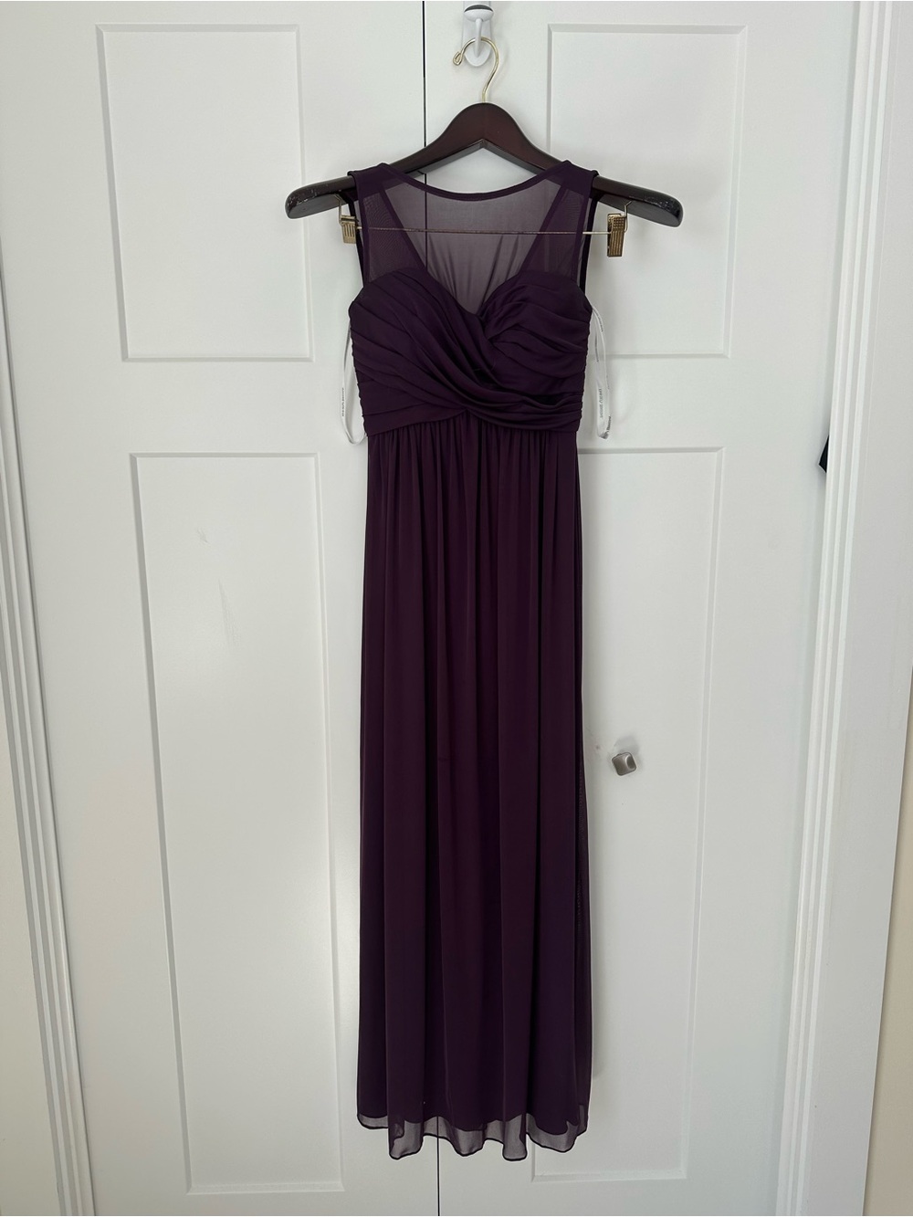 David's Bridal Deep Plum Chiffon Maxi Dress